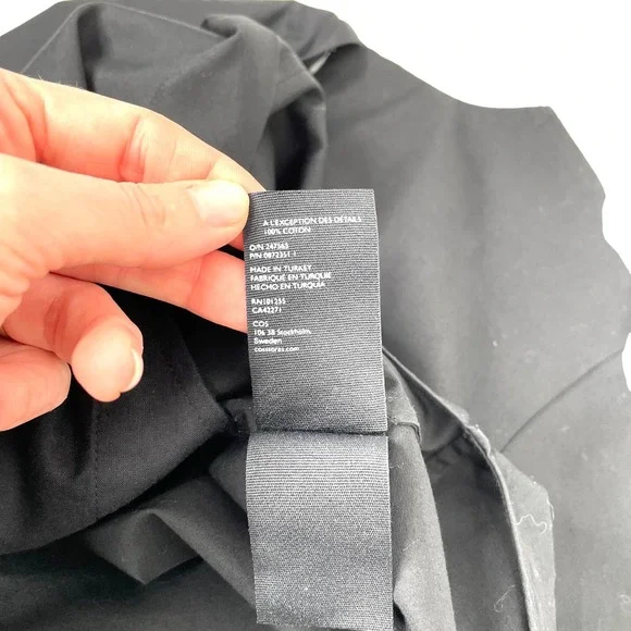 COS puff ruffle sleeve shift dress Sz 4 black - Picture 10 of 11